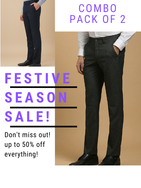 Men’s Premium Regular Fit Pants Combo | Pack of 2 Solid Pants