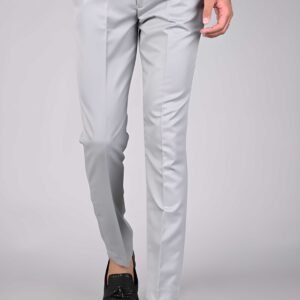 Men's Gray Cotton Formal Trousers