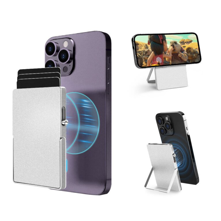 RFID Blocking Wallet Minimalist Slim Card Holder for Magsafe with Adjustable Stand, Metal Pop Up Magnetic Wallet  for Men TOYFID