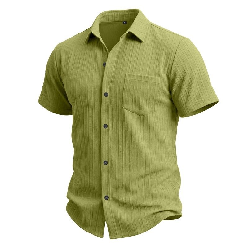 Mens Short-Sleeve Button-Down Shirt With Pocket - Image 2