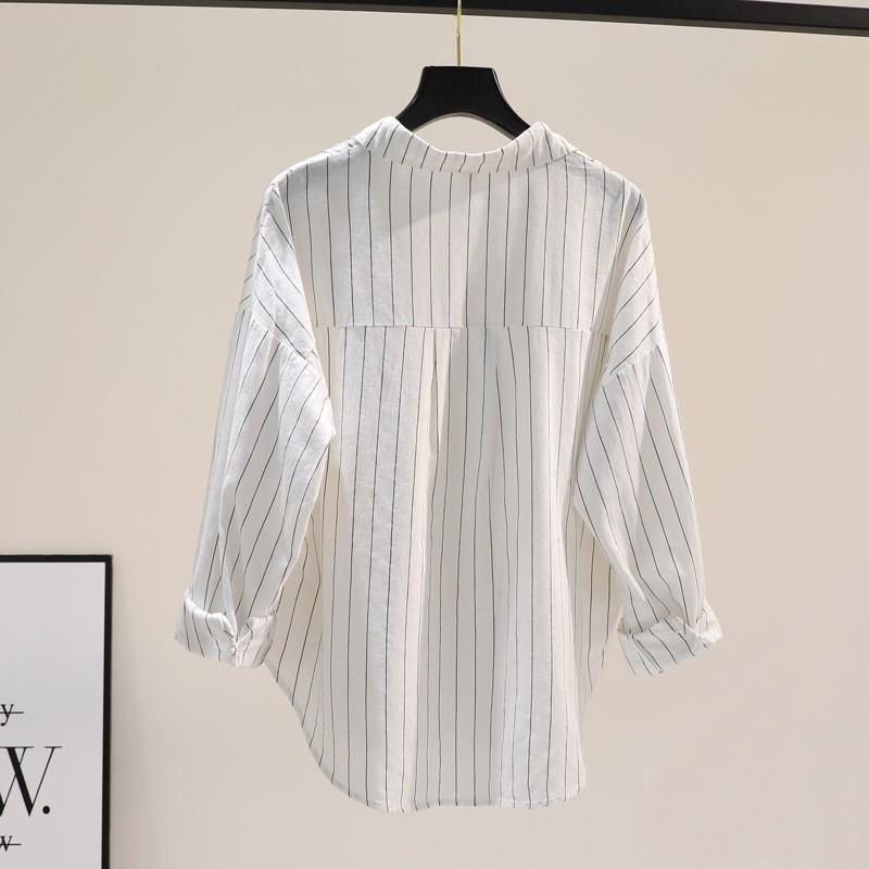 Womens Vertical-Striped Long-Sleeve Shirt - Image 7