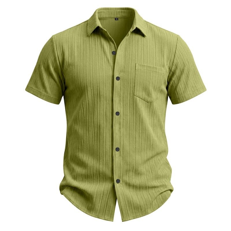 Mens Short-Sleeve Button-Down Shirt With Pocket - Image 5